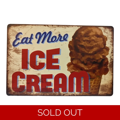 Eat More Ice Cream sign / Ice Cream signs / ice cream cone / food signs